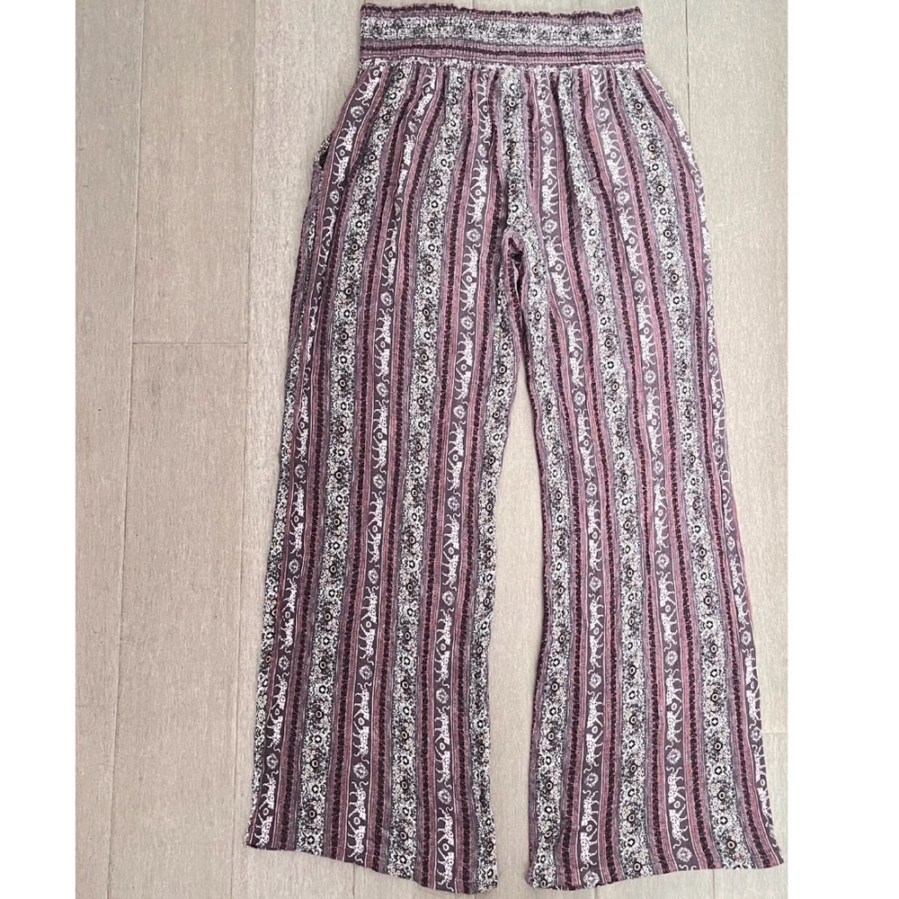 Macy's Striped Wide Leg Pants - Purple and White